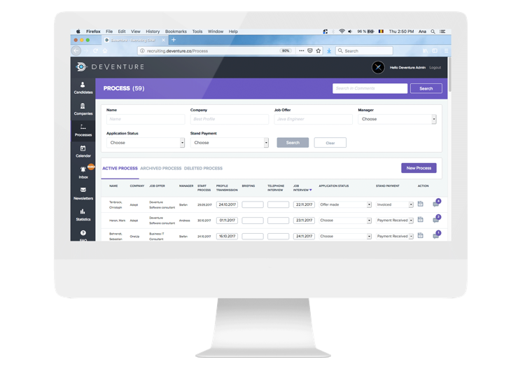 Adaptive recruitment processes deventure training self configurable branding feature